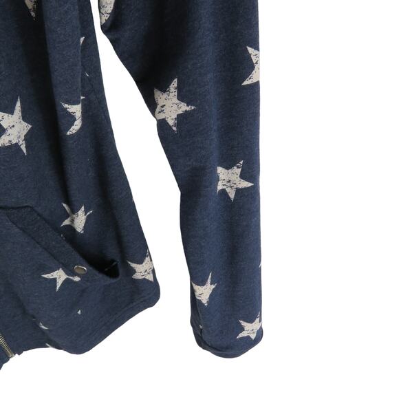 Y2k Style & Co. Navy Blue Star Pattern Patriotic Zip Up Hoodie Sweatshirt Small - Picture 4 of 9